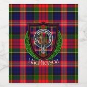 MacPherson Scottish Clan Tartan & Crest Weinetikett (Einzelnes Label)