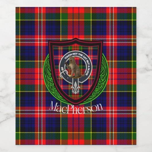 MacPherson Scottish Clan Tartan & Crest Weinetikett (Einzelnes Label)