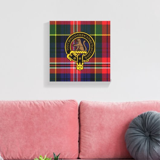 Macpherson Scottish Wappen und Tartan Canvas print Leinwanddruck (Insitu (Wohnzimmer))
