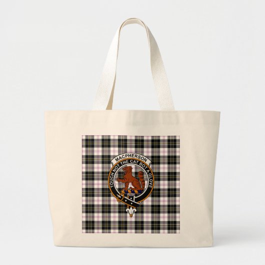 MacPherson Tartan, Clan Badge and Motto Tote Jumbo Stoffbeutel (Vorne)