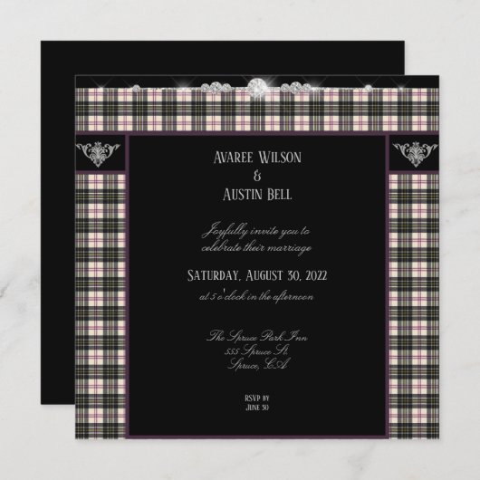 MacPherson Tartan Kariert Wedding Einladung (Vorne/Hinten)