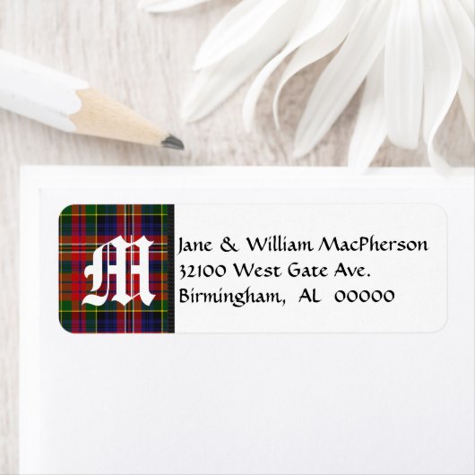 MacPherson Tartan Karierte Monogram Address Labels (Insitu)