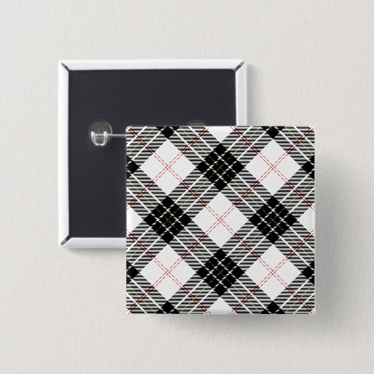 MacPherson Tartan Schwarz-weiß kariert Button (Vorne & Hinten)