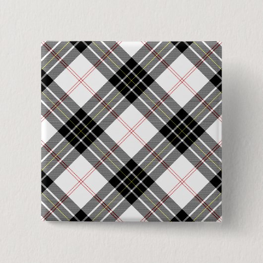 MacPherson Tartan Schwarz-weiß kariert Button (Vorderseite)