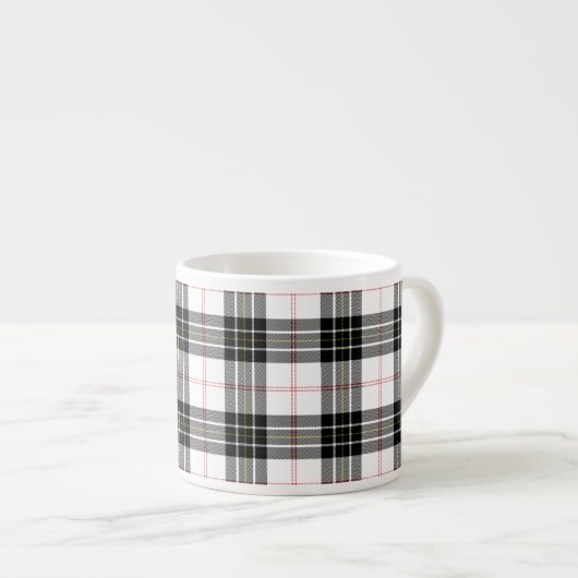 MacPherson Tartan Schwarz-weiß kariert Espressotasse (Vorderseite Rechts)