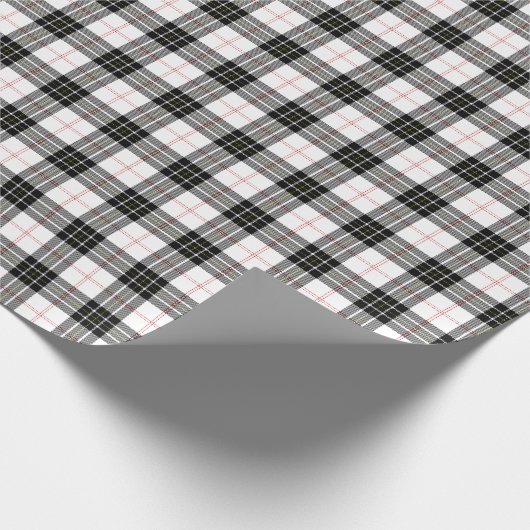 MacPherson Tartan Schwarz-weiß kariert Geschenkpapier (Ecke)