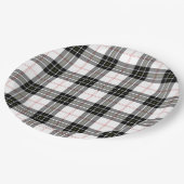 MacPherson Tartan Schwarz-weiß kariert Pappteller (Schrägansicht)