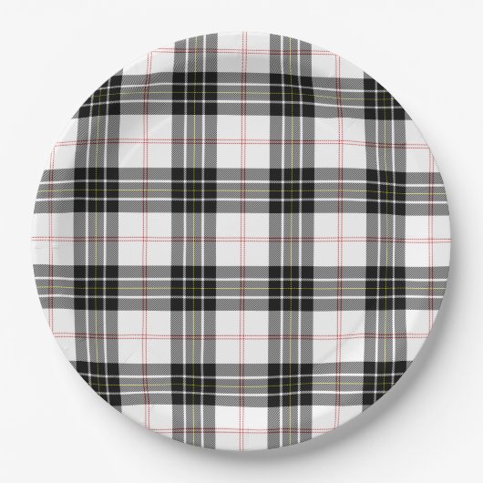 MacPherson Tartan Schwarz-weiß kariert Pappteller (Vorderseite)