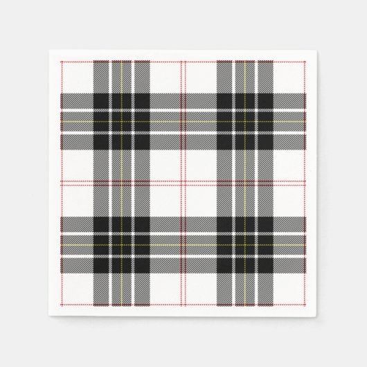 MacPherson Tartan Schwarz-weiß kariert Serviette (Vorderseite)
