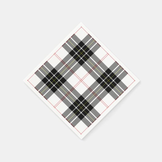 MacPherson Tartan Schwarz-weiß kariert Serviette (Ecke)