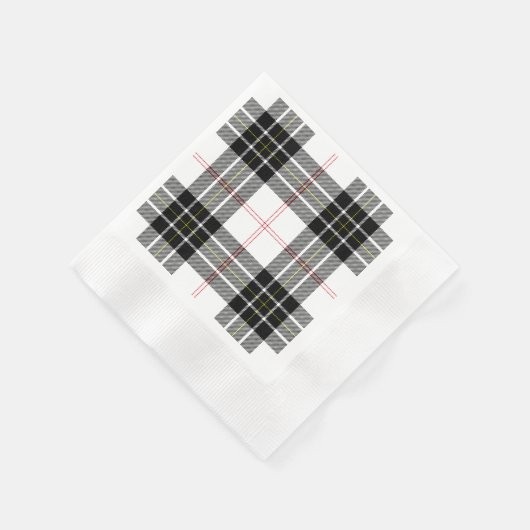 MacPherson Tartan Schwarz-weiß kariert Serviette (Ecke)