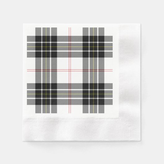 MacPherson Tartan Schwarz-weiß kariert Serviette (Vorderseite)