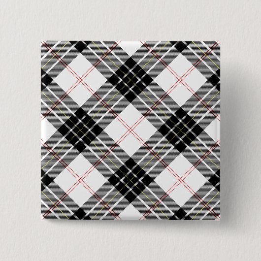 MacPherson-Tartan Schwarz-Weiß-Karo Button (Vorderseite)