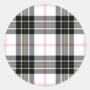 MacPherson-Tartan Schwarz-Weiß-Karo Runder Aufkleber