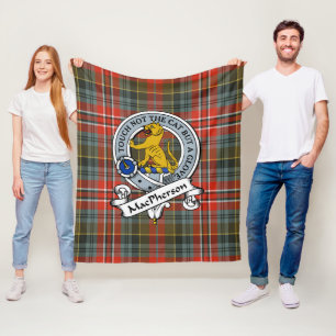 MacPherson Weathered Clan Abzeichen Tartan Kariert Fleecedecke