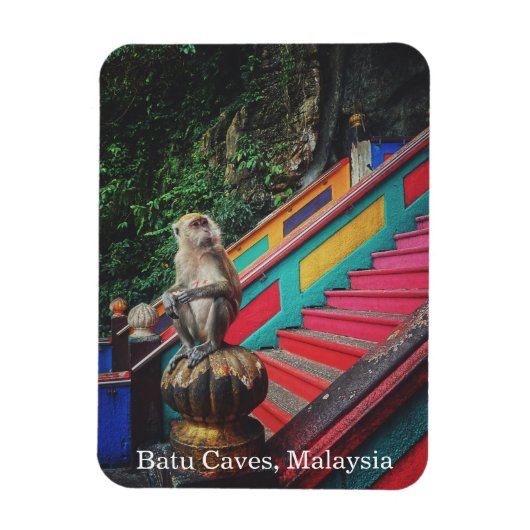Macque Monkey at Batu Caves, Malaysia Travel Magnet (Vertikal)