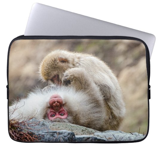 Macque Monkey, der das gute Leben genießt Laptopschutzhülle (Vorderseite)