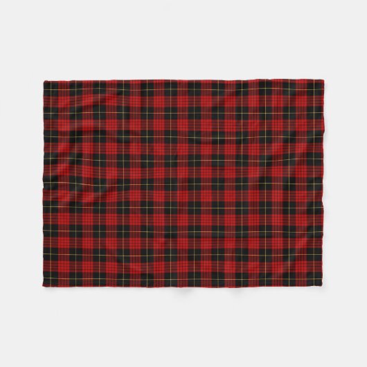 MacQueen Clan Red and Black Tartan Fleecedecke (Vorderseite (Horizontal))