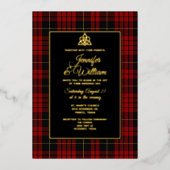 MacQueen Clan Tartan Kariert Wedding Folieneinladung (Vorderseite)
