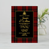 MacQueen Clan Tartan Kariert Wedding Folieneinladung (Stehend vorne)