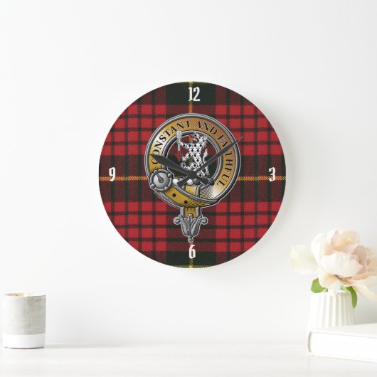 MacQueen Tartan & Abzeichen Große Wanduhr (Zuhause)