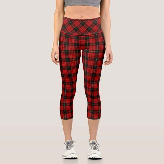 MacQueen Tartan Red and Black Kariert Capri Leggings (Vorderseite)