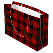 MacQueen Tartan Red and Black Kariert Große Geschenktüte (Rückseite Schrägansicht)