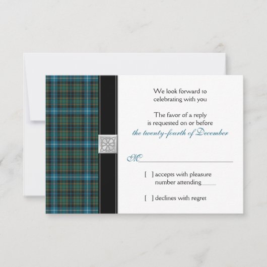 MacRae Alte Jagdkarte Tartan Wedding RSVP Karte (Vorderseite)