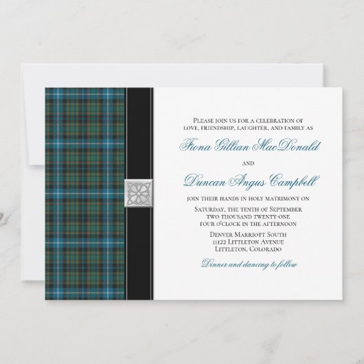 MacRae Ancient Jagd Tartan Hochzeitseinladung Einladung (Vorderseite)