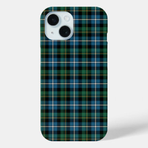 MacRae Clan Bright Blue und Green Hunting Tartan iPhone 15 Hülle