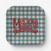 Macrae Conchra Scottish Tartan Merry Christmas Pappteller (Vorderseite)