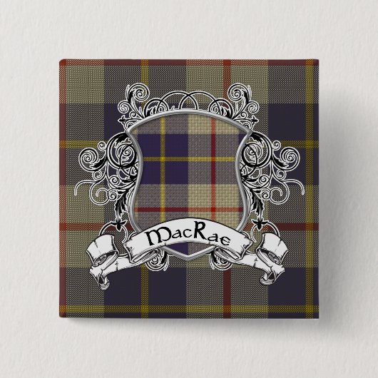 MacRae Tartan-Schild Button (Vorderseite)