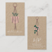 Macrame Artist Handmade Design Hanging Pflanze Grü Visitenkarte (Vorne/Hinten)
