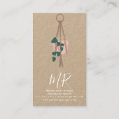 Macrame Artist Handmade Design Hanging Pflanze Grü Visitenkarte (Rückseite)