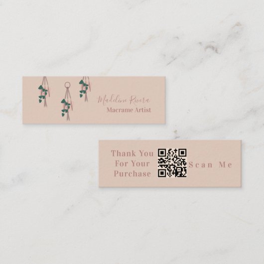 Macrame Artist Handmade Hanging Pflanze Earthy Mini Visitenkarte (Vorne/Hinten)