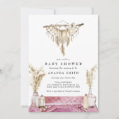 Macrame Boho Chic Rustic Girl Baby Dusche Einladung (Vorderseite)