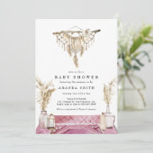Macrame Boho Chic Rustic Girl Baby Dusche Einladung (Stehend Vorderseite)