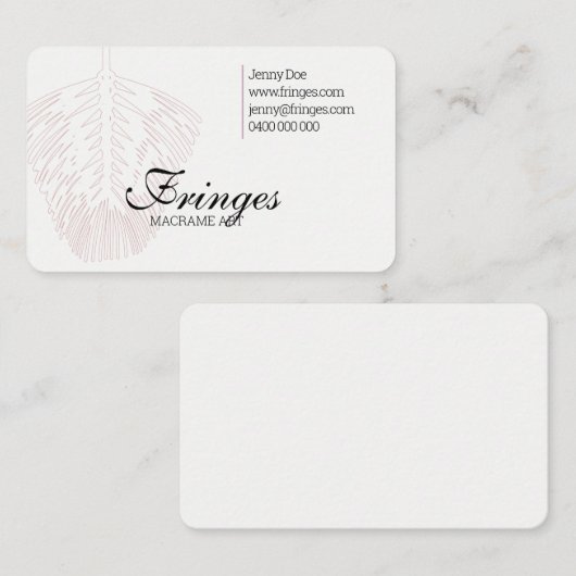 Macrame Business Card mit Macrame Feather Visitenkarte (Vorne/Hinten)