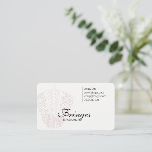Macrame Business Card mit Macrame Feather Visitenkarte (Stehend Vorderseite)