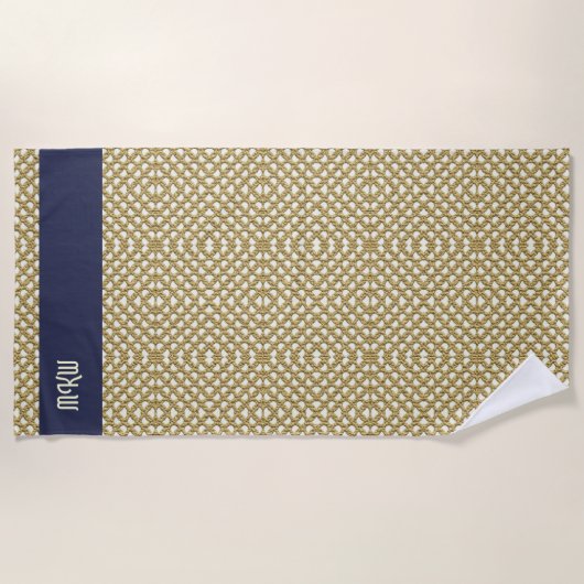 Macrame Fishing Net mit Ihren Initialen / Name Strandtuch (Vorderseite)