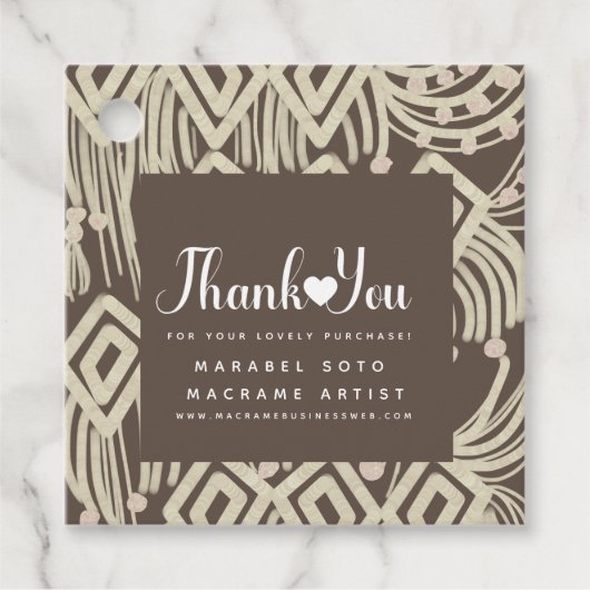 Macrame Handmade Business Vielen Dank B Geschenkanhänger (Vorderseite)