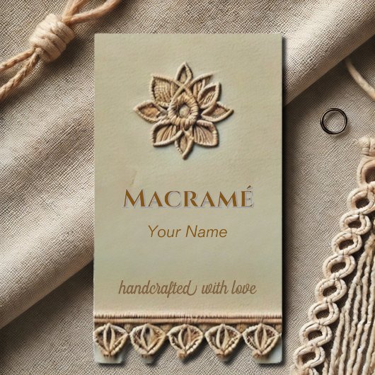 Macramé look - beige Visitenkarte