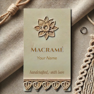 Macramé-Optik - beige Visitenkarte
