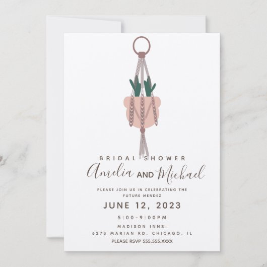 Macrame Pflanze Hanger Planter Cactus Brautparty Einladung (Vorderseite)