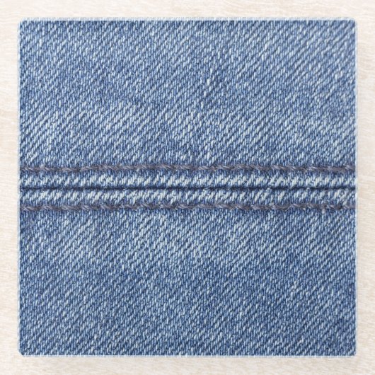 Macro Blue Denim, Nah-up Textur. Glasuntersetzer (Vorderseite)