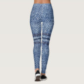 Macro Blue Denim, Nah-up Textur. Leggings (Rückseite)