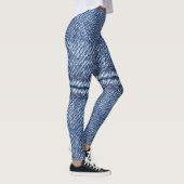 Macro Blue Denim, Nah-up Textur. Leggings (Rechts)