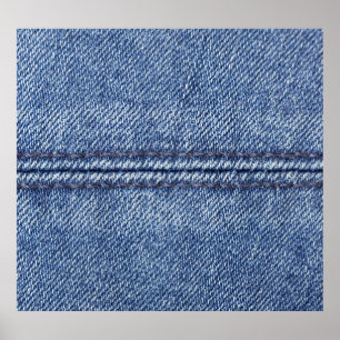 Macro Blue Denim, Nah-up Textur. Poster