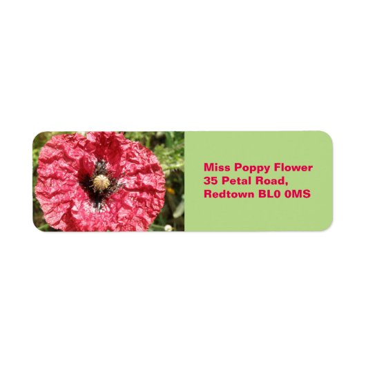 Macro Custom Labels für hübsche Red Poppy Blume (Vorne)