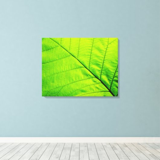 Macro Green Leaf Wrapped Canvas Leinwanddruck (Insitu (Holzboden))